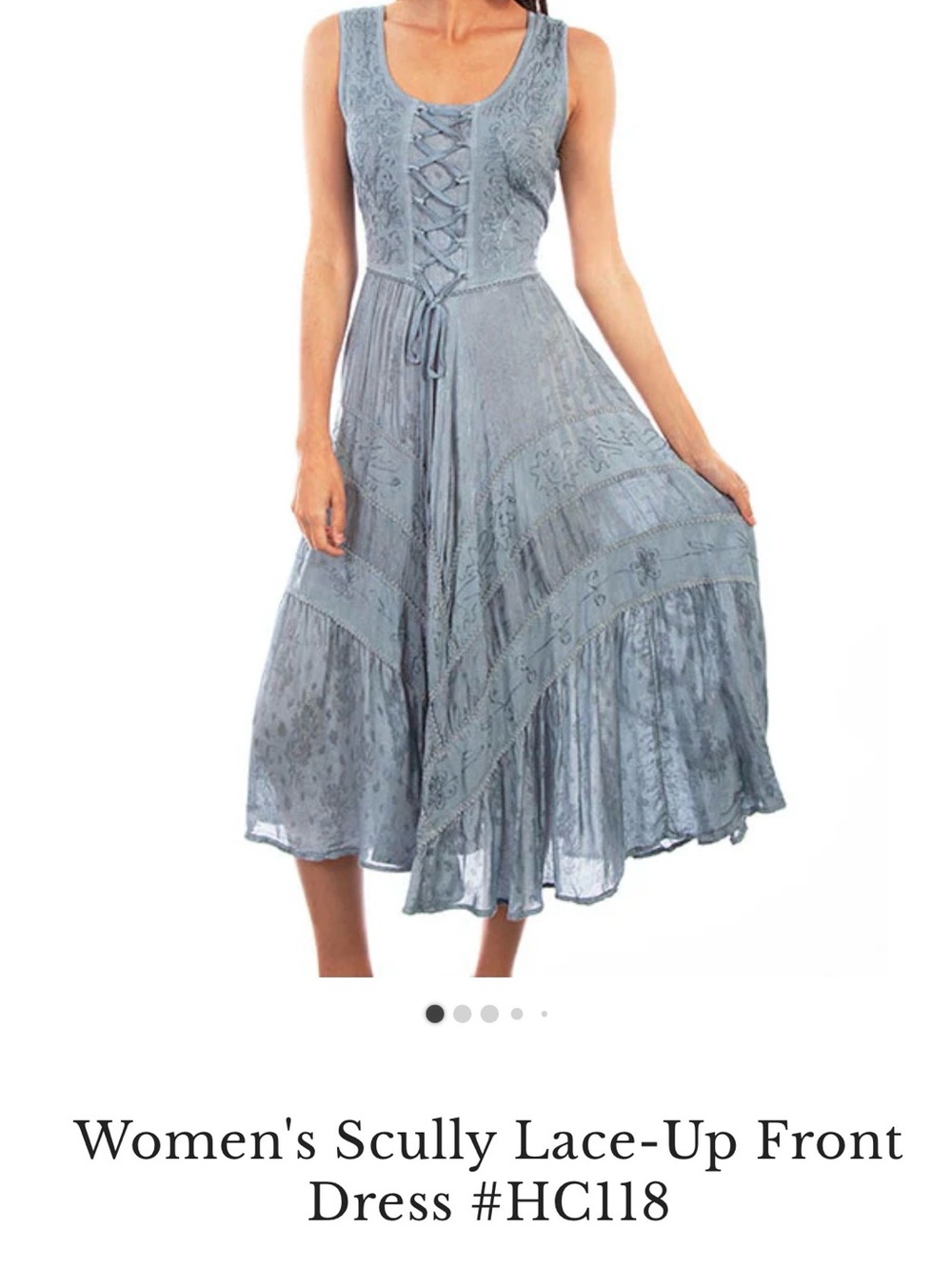 Scully Sleeveless Lace-Up Midi Dress in Dusty Blue